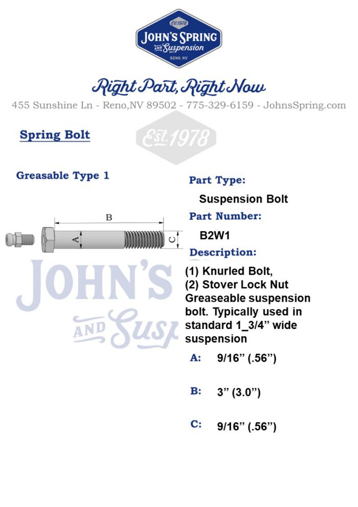 KNURLED BOLT,  GREASEABLE, 9/16 x 3" - Image 2