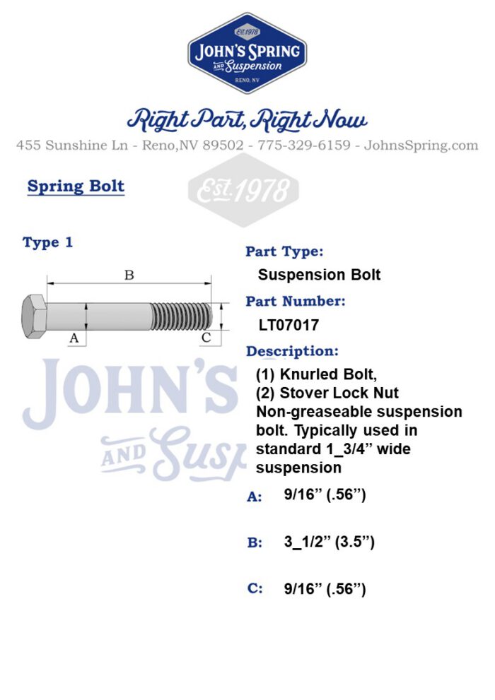 KNURLED BOLT, 9/16 x 3_1/2" - Image 2