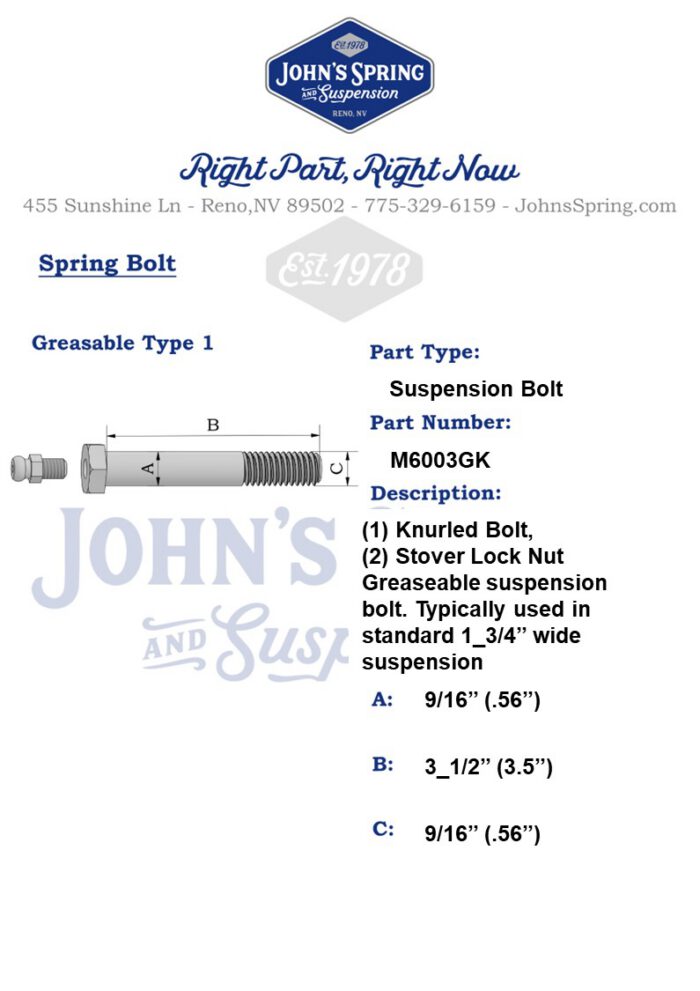 KNURLED BOLT, GREASEABLE, 9/16 x 3_1/2" - Image 2