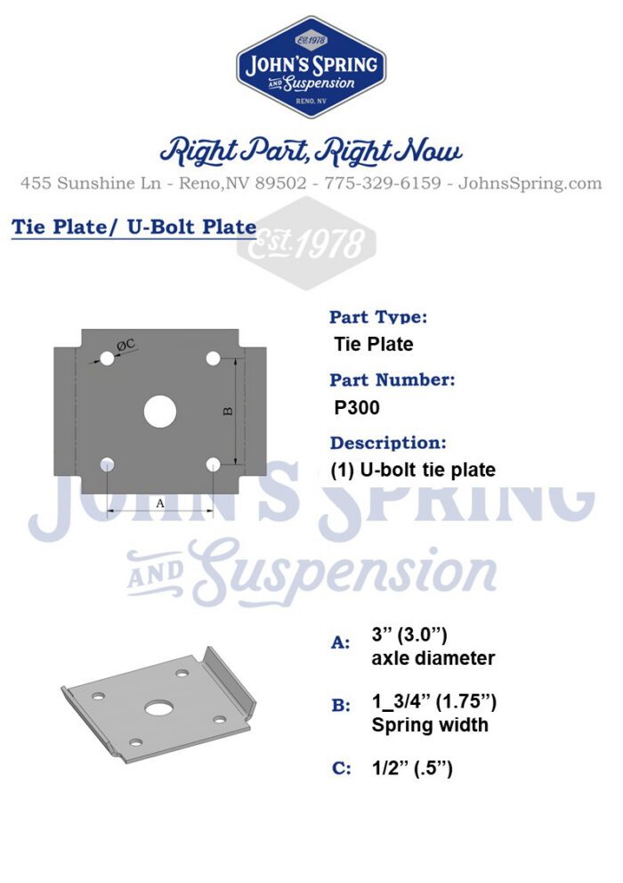 TIE PLATE: 1_3/4" Spring and 3" Axle - Image 2