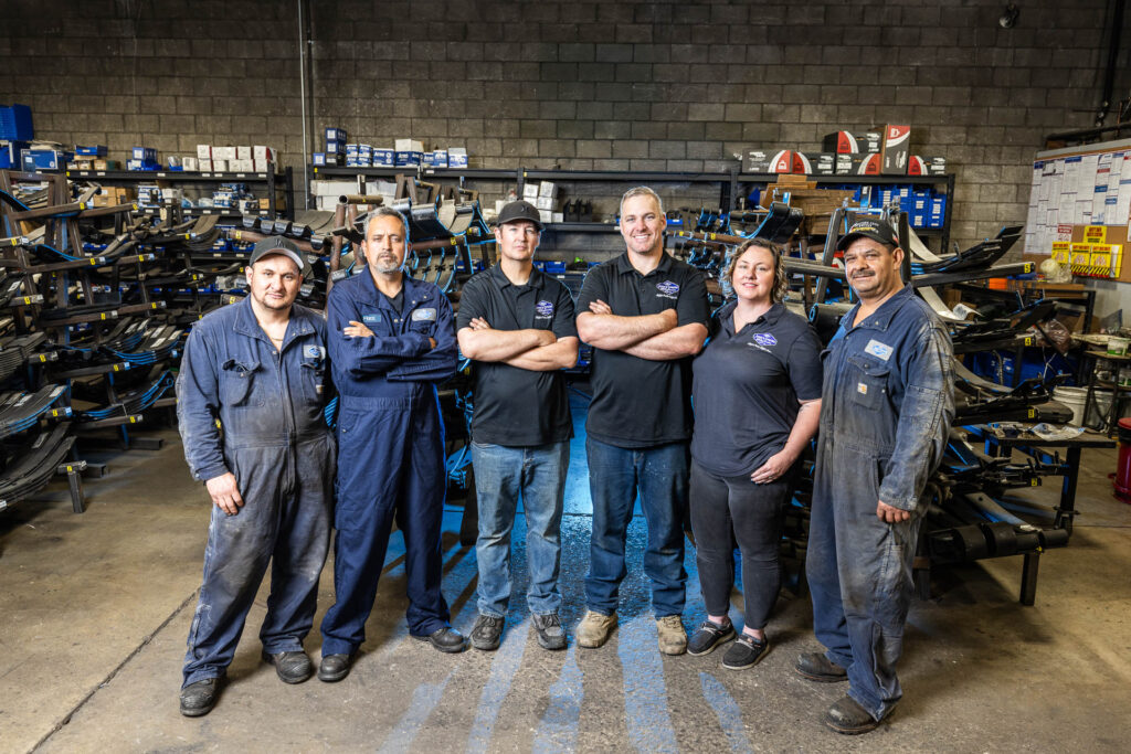 The team of suspension mechanics at John's Spring and Suspension in Reno